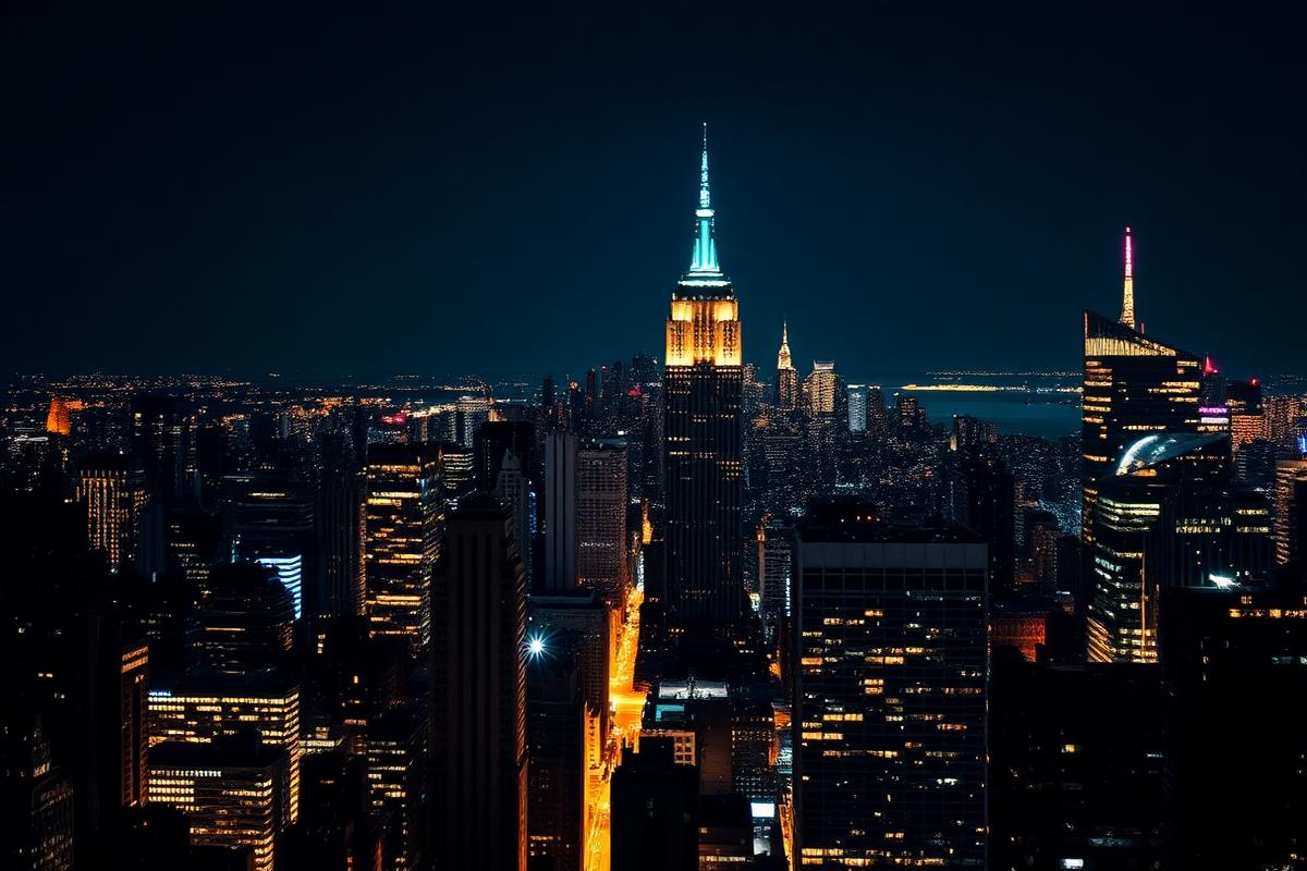 New York skyline at dusk